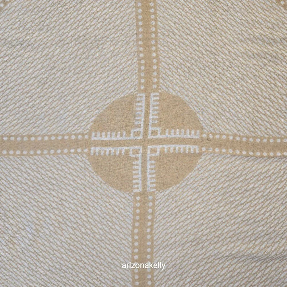Huge Cashmere Square Woven Neutral Colors Tan Creme Lightweight